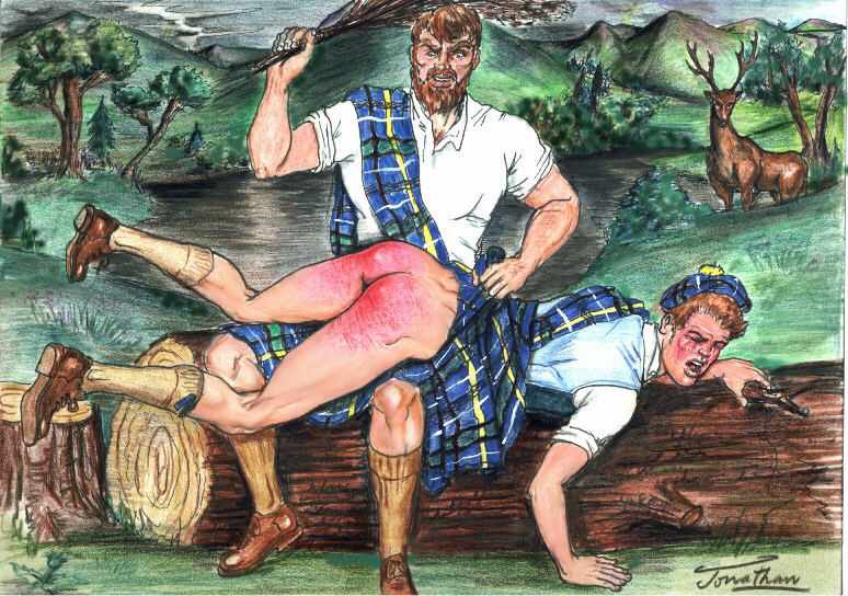 Jonathan art #spanking #gay #gayporn #gayart #paddle #kilt #jock #hairbrush...