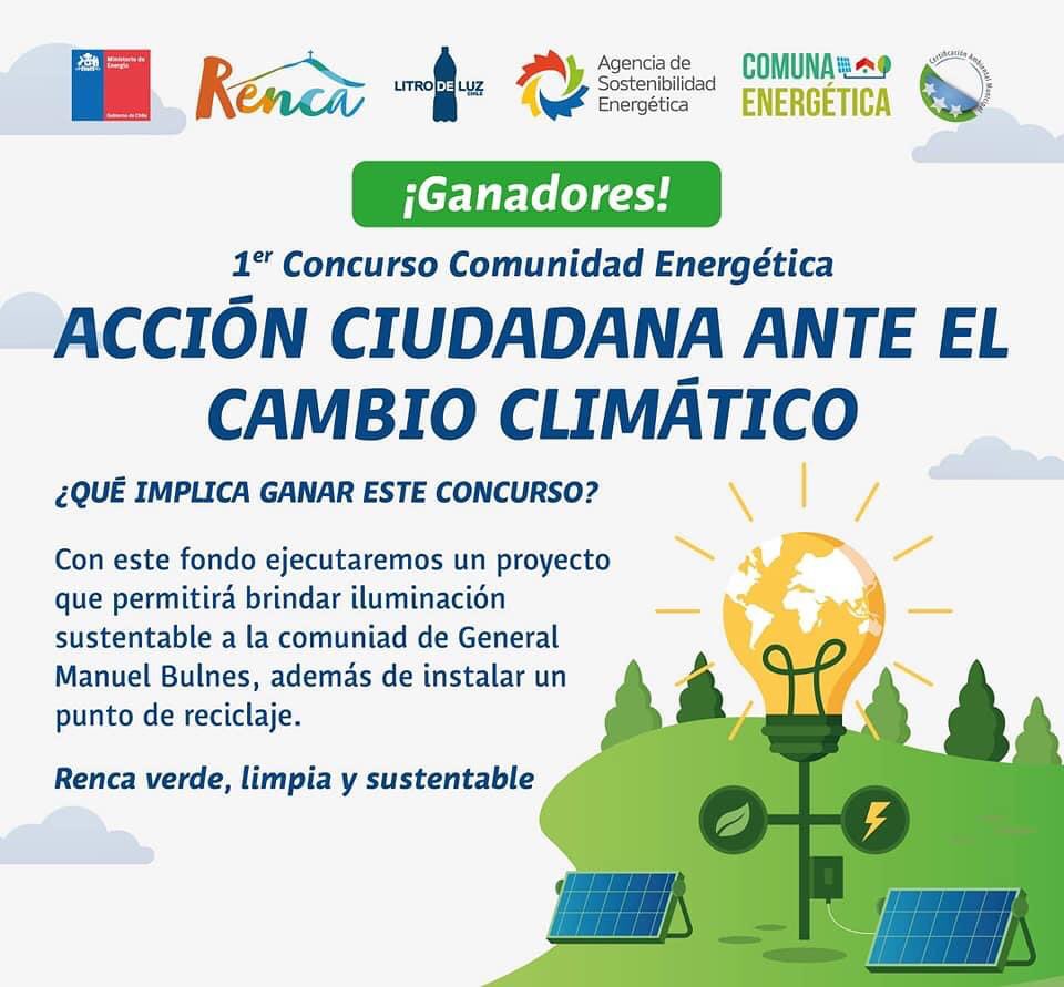 litroluzchile's tweet photo. Pese a los tiempos difíciles que estamos pasando en Chile y el Mundo.
Hoy con mucha LUZ de esperanza y Felicidad, anunciamos que somos junto a la JJVV General Bulnes de la comuna de Renca...GANADORES!!!!! 
@agencia__se @muni_renca @minenergia 
#comunidadenergética #iluminacion https://t.co/iNTG4QZHc2