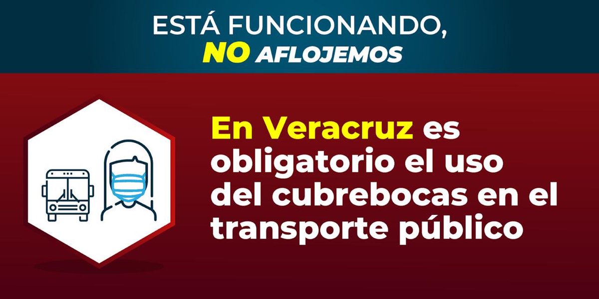 GobiernoVer's tweet photo. A partir del lunes 13 de julio, en todo #Veracruz es obligatorio el uso de cubrebocas para el transporte público.

Sigue las recomendaciones de @SSALUDVeracruz y evitemos contagios. https://t.co/G1Jwfl0Daz