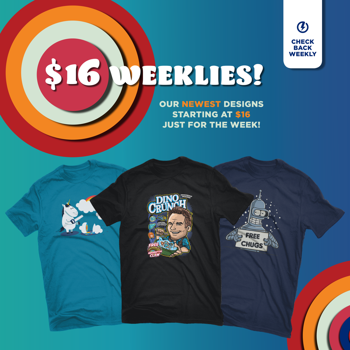 It's Tuesday which means we have ALL NEW $16 Weeklies! Over 20 brand new designs, all starting at only $16 for a limited time. Click the link to shop the full collection now on #TeeFury: https://t.co/smtW7KJpmv https://t.co/ZX9Npuwf2A