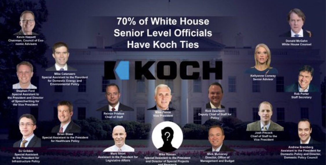 5/“Most of WH, Cabinet, several agencies, GOP & their Govs are  #KochNetwork &  #CNP members.” The push to roll back EPA regulations is all  #KochAgenda “tRump's agenda is the  #KochAgenda masquerading as WH policy GOP platform. Their goal is not to govern...but, to decimate.”