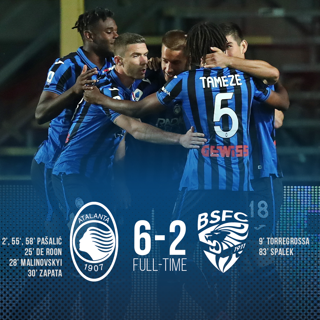 Atalanta_BC's tweet photo. #AtalantaBrescia | 6-2 | FULL-TIME

🤩 Super derby, super squadra!!!
😁 What-a-squad! The derby is ours, again!!

#GoAtalantaGo ⚫🔵 https://t.co/XyhsqPWZde
