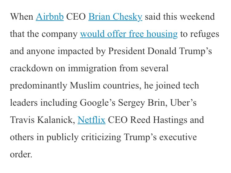 63/ BRIAN CHESKYCEO of Airbnb - winner of Douchiest LookWhen  @realDonaldTrump proposed the travel ban, Chesky & Airbnb offered free houses to anyone that “was affected”Airbnb worked with [Hussein], [Soros], Clooney and a whole bunch of Evil Shithead A-Listers