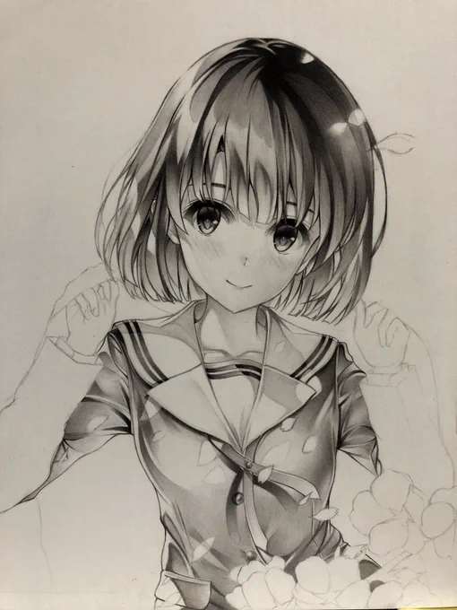 疲れた…。?
そろそろテストも近いんで描くのやめます笑
#シャーペン画 
#途中経過 