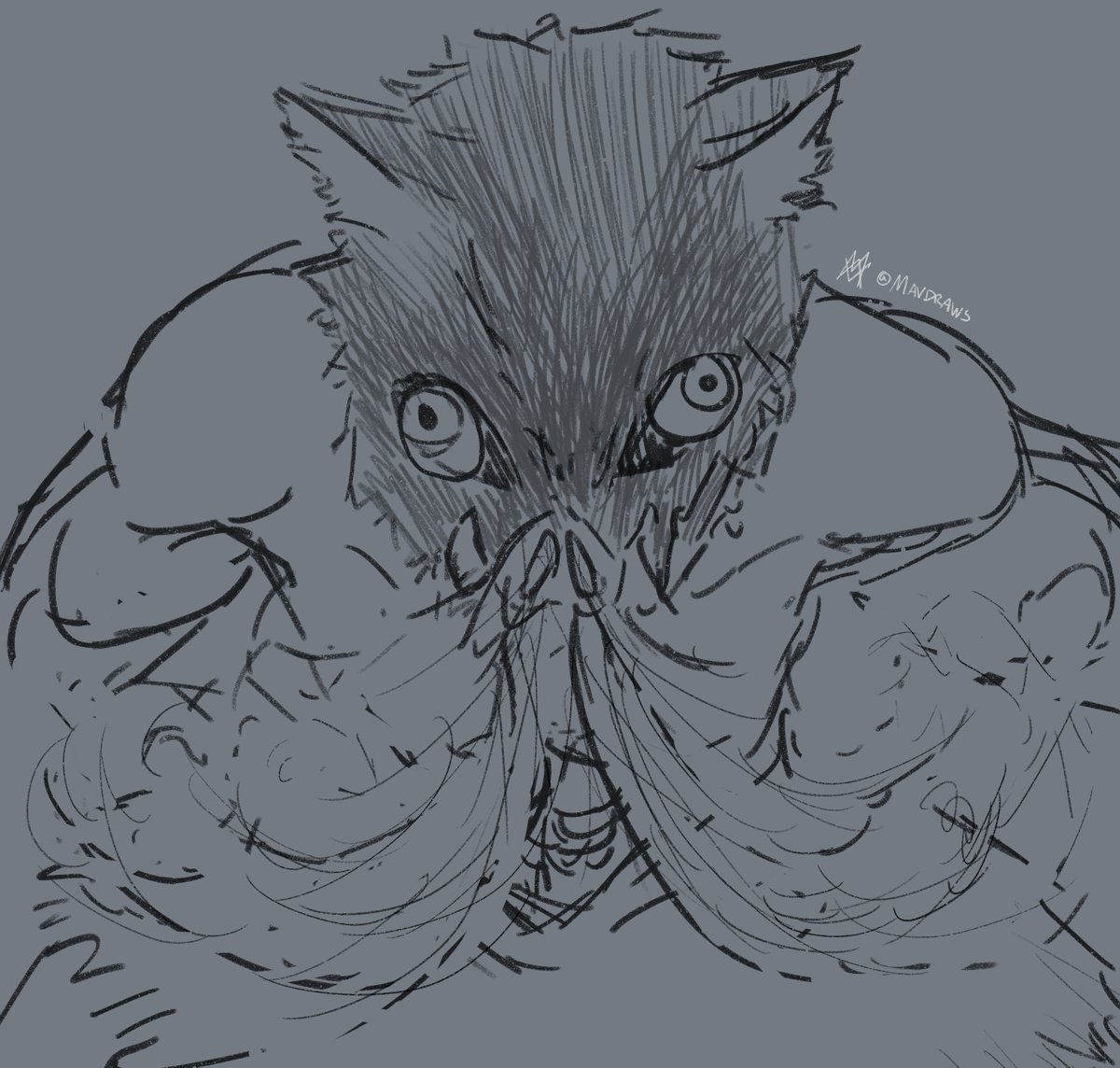 MavDraws's tweet photo. Eh. Inosuke doodle. https://t.co/X5Jd7JlSk6