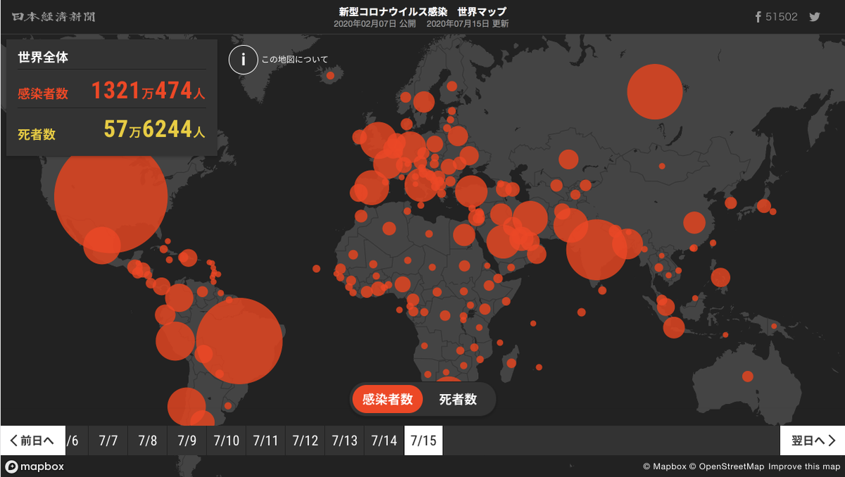 ট ইট র 日経ビジュアルデータ 新型コロナウイルスの累計感染者が世界で13万人を超えました 死者は57万人を上回ります ブラジル やチリ ペルーなど中南米での感染拡大が続き メキシコの感染者は30万人を超えています 無料公開 日経ビジュアルデータ
