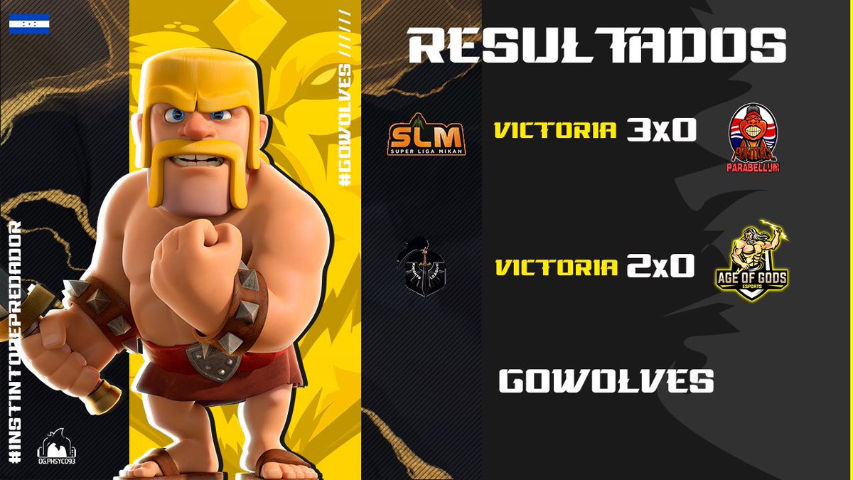 #CR I ¡RESULTADOS!

Logramos derrotar a @PUNTOCL_PBM por la 🏆<a href="/SLMikan/">Super League Mikan</a> y avanzamos a los play-offs. 

Luego derrotamos a <a href="/AgeOfGodsESport/">Age of Gods</a> por la 🏆<a href="/SuperLeagueGam1/">Super League Gaming 🌟</a>. 

¡Nadie puede parar a nuestros Lobos!😎

#GoWG🐺⚡️