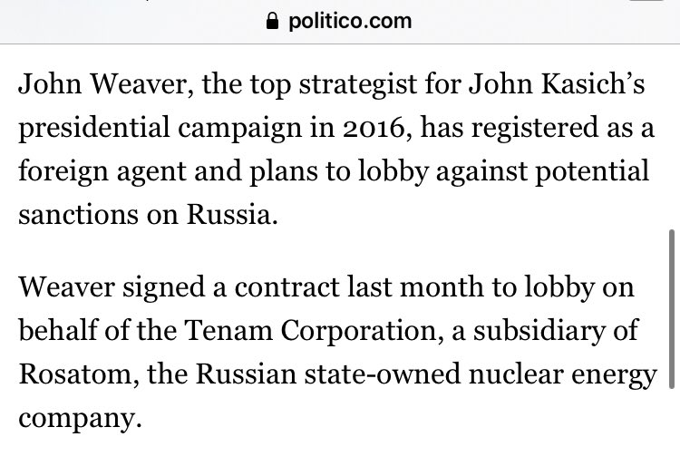 There is MORE:  @JWGOP signed a 6 month, $350 lobbying contract in May 2019 (that’s not long ago!) with a subsidiary of Russia’s gov-owned energy arm TO LOBBY AGAINST SANCTIONS!Yet these clowns get promoted by Collusion Truthers on CNN/MSNBC? They grift everyone. Amazing!