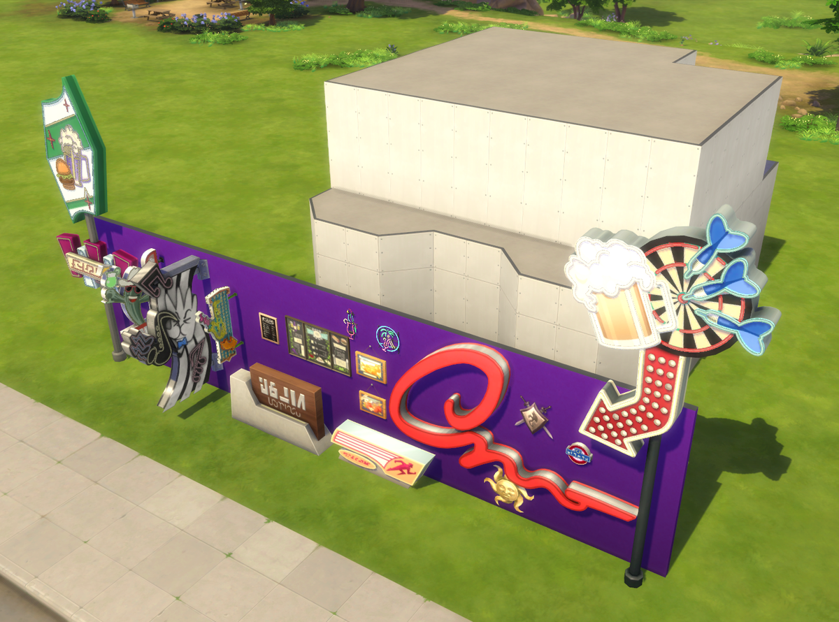 chz_p1zza's tweet photo. Here it is, fam! #chzp1zzashell3 is up on the gallery! Use at least one of the base game signs on the purple wall, and the shell is behind the purple wall. You have until August 10th! Happy building!! โ๏ธโค๏ธ #sims4 #shellbuild https://t.co/isDnED4iTO