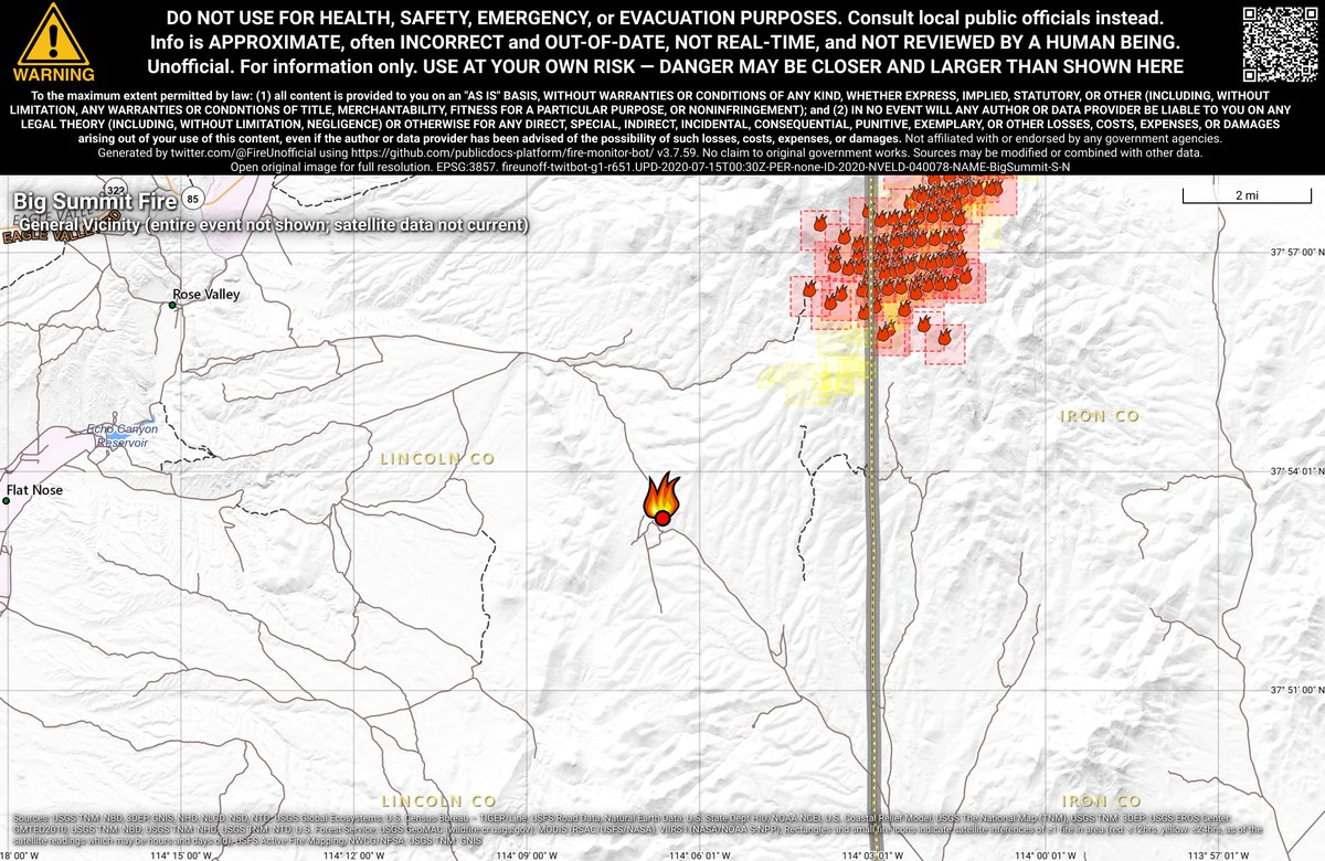 UtahNevFireBot's tweet image. #BigSummitFire 🔥 unofficial, automated update.
~8mi SE of Ursine, NV. ⚠️ DO NOT USE FOR SAFETY PURPOSES - See officials instead. May be incorrect; disclaimers in images.