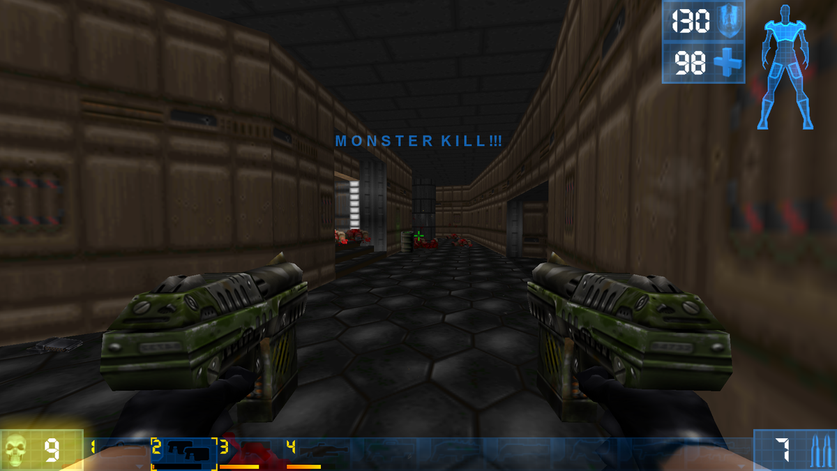 DrGameAndSci's tweet photo. "In 2349, to keep the demon assault at bay, the Linadri Corp. established exhibitions sending skilled warriors into an alternate universe to slay demons for entertainment." -This is #Doom Tournament, a set of mods which include weapons, music, &amp; an announcer! #GZDoom #retrogames https://t.co/6oETYuO3Yu