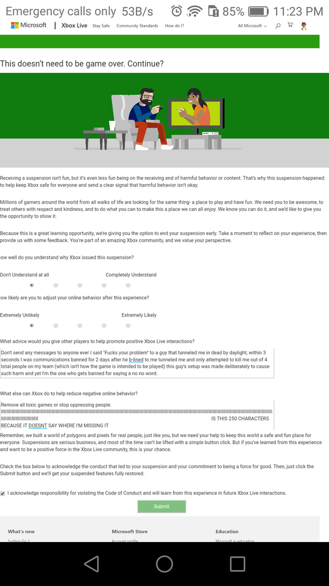 ruthlessninja_'s tweet photo. @XboxSupport I'm trying to reduce my suspension but the submit but goes grey and won't work https://t.co/72rriEe0xy
