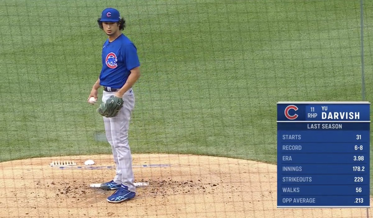 BleacherNation's tweet photo. Yu Darvish is rockin the MASSIVE flow. https://t.co/YsdWEeK6O4