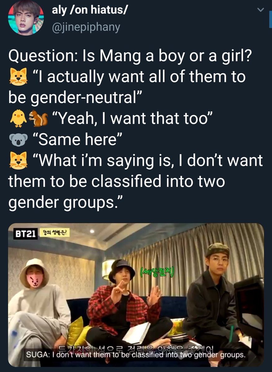 RM & J-hope BTSboth members chose to use gender neutral pronouns in their lyrics and been gender inclusive when talking about relationships. they have both also donated to women’s charities on several occasions, jhope even funded female college scholarship in his hometown