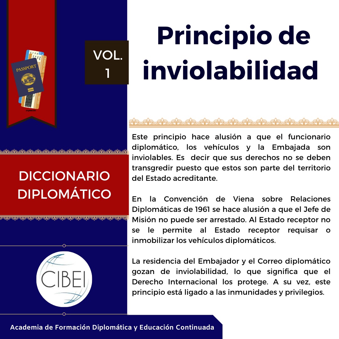FormacionCIBEI's tweet photo. Conoce el Principio de Inviolabilidad. Enriquece tus conocimientos. #carreradiplomática #servicioconsular #serviciodiplomático https://t.co/IdSDUROsL6