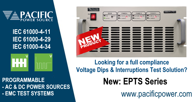 All new. The Pacific Power Source Electronic Power Transfer Switch module (EPTS) for testing to IEC 61000-4-11, IEC 61000-4-34 or IEC 61000-4-29 Available in single or three phase versions and currents up to 100A. bit.ly/3gZRDAA  #emctesting #compliance