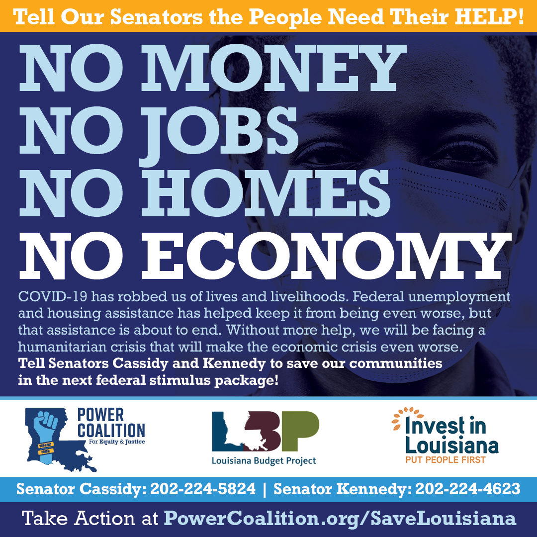 Federal unemployment insurance ends July 31, even though jobs haven't returned. Housing protections & assistance are already running out, w/o a plan to keep people housed.Tell  @BillCassidy &  @SenJohnKennedy we need federal support to avoid this humanitarian & economic disaster.