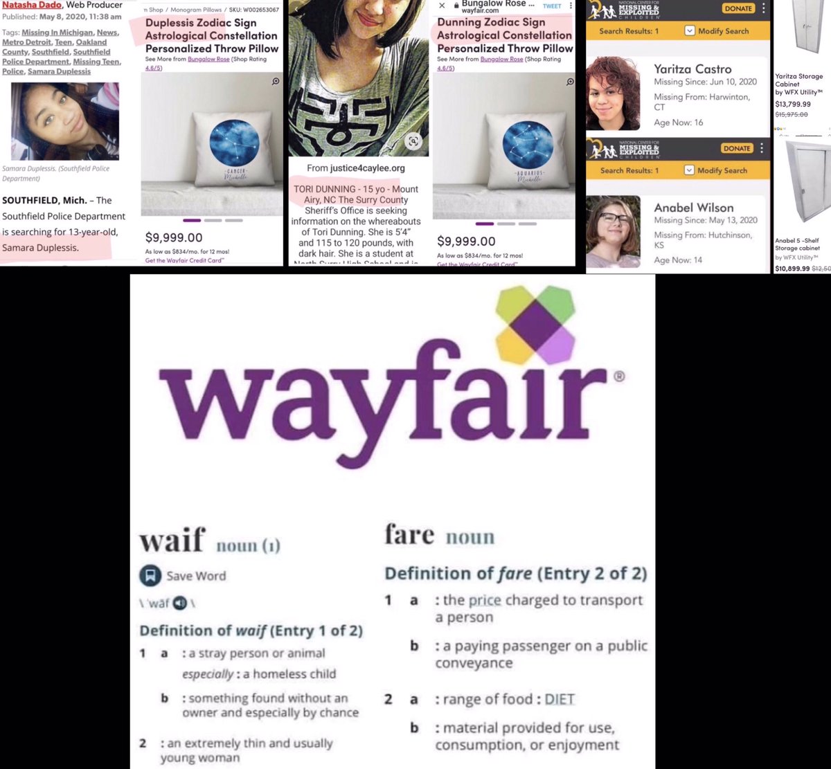 PART 61: Wayfair This is one is lengthy.This method of purchasing a person is not uncommon. The elites do this so their tax records look normal when in reality they are buying a human being.