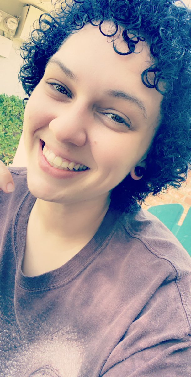 DisneyGhoul13's tweet photo. So I dyed my hair blue black and decided to gauge my ears up a size 😅 #coloredcurls #gauges #hippiegoth #blackhair #smile https://t.co/b4SSzmd9G4
