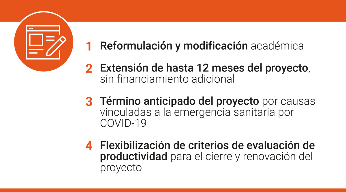 ANID_Chile's tweet photo. @ANIDInforma un conjunto de medidas que buscan apoyar y facilitar la ejecución, cierre y proceso de renovación de proyectos Fondecyt, que han enfrentado dificultades en su desarrollo producto de la pandemia. En el siguiente hilo queremos orientarles al respecto (1 de 6). https://t.co/5cD6xhjACu