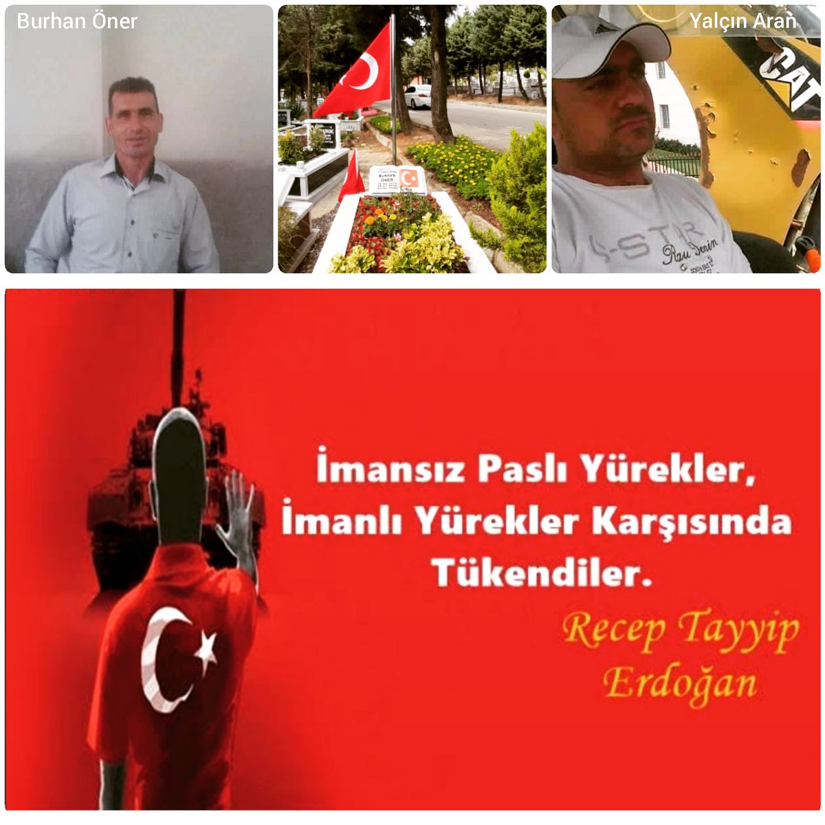 AvMuhammedZahid's tweet photo. Sizleri unutmayacağız...

Öncelikle çalışma arkadaşlarım olmak üzere tüm şehitlerimizi rahmet ve minnetle yad ediyorum.
#15temmuz🇹🇷 https://t.co/KuRn3yM2yL