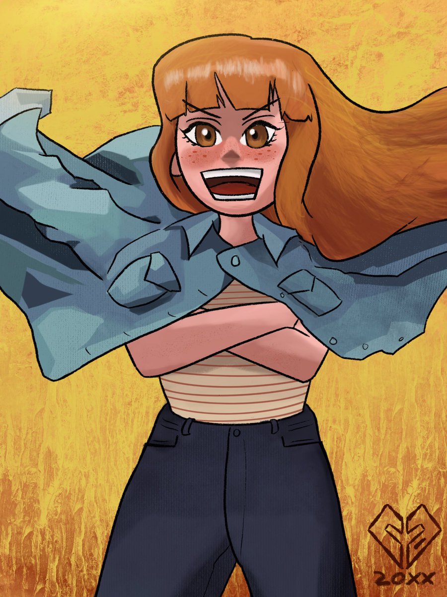 Carl_The_Human's tweet photo. Binge read Skate!!! Fire 100 all of last week and really loved it so I drew Etna after seeing her in the Gainax pose in a panel! Big shoutouts to friends @mallowboo and @diggymungo for their webtoon!

#skatefire100 https://t.co/QReYfrZxvJ