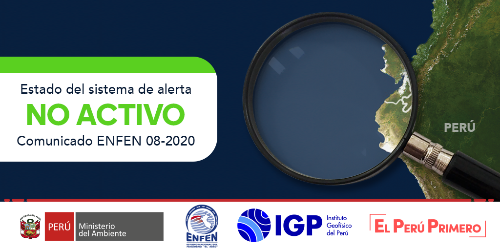 igp_peru's tweet photo. El #ENFEN mantiene el estado de alerta de #ElNiño como #NoActivo, debido a que hasta fines de año se espera que continúen las temperaturas del mar dentro del rango normal frente a la costa del #Perú. Conoce más detalles de esta información: https://t.co/PMvcF8smJs https://t.co/FPakRc55p4