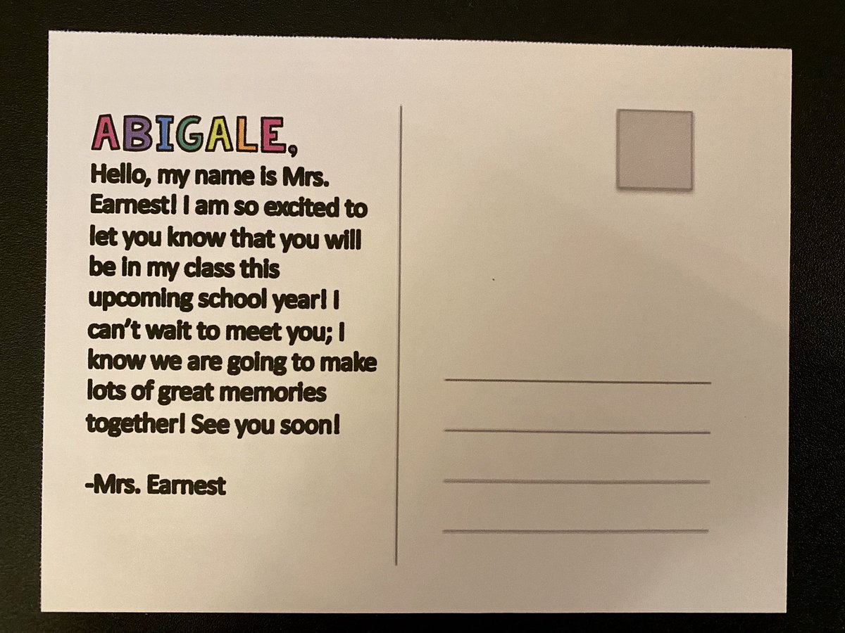 I can’t wait to send out these postcards introducing myself to my new students! I am so excited to meet all of them! <a href="/spiritbelieves/">Spirit Elementary</a>