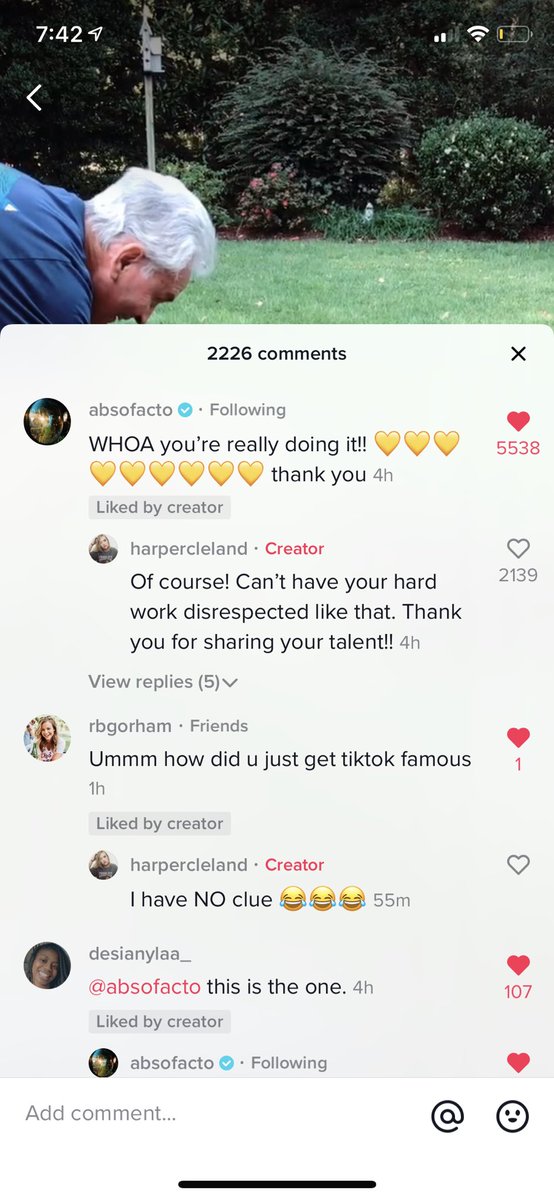 harper_cleland's tweet photo. Did Absofacto just comment on my tiktok....TWICE??? https://t.co/Kv0YkwsbHY