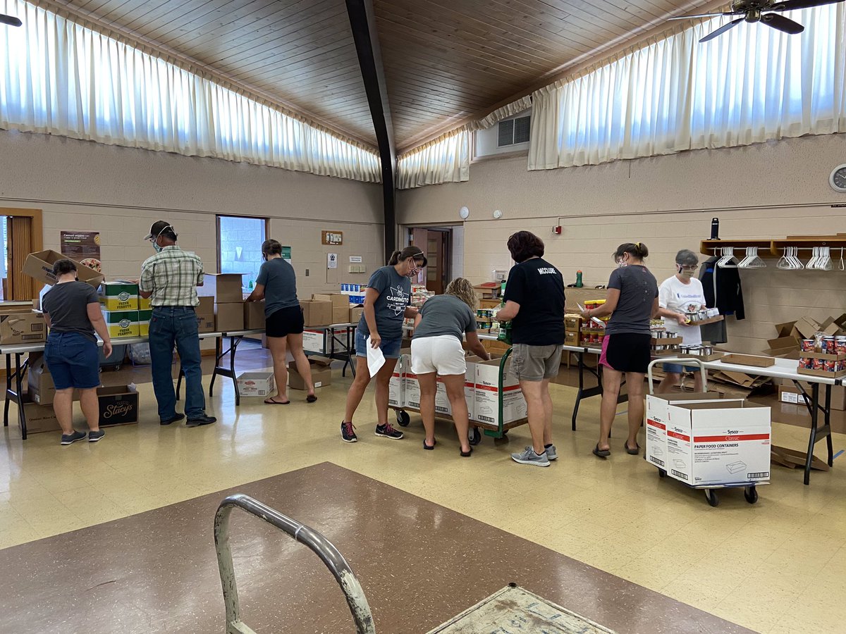 Cardington_High's tweet photo. Notice anyone in these photos? Some of our high school staff volunteered their time today at the produce pick up. https://t.co/vQVPwEMgGb