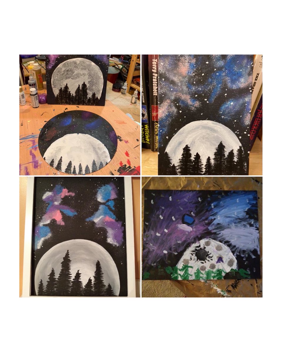 ChelloAnneArt's tweet photo. I get a little crazy for my Artini 🍸😬 classes 🎨 I had to do a #moon themed painting in honor of the July 20th #MoonLanding. 🌙 Thanks to all my students, you are out of this world! 👽 I put a lot of student #artwork above ⬆️ Someone did #moonboots!!! 🌘🌗🌖🌕🌒🌓🌔 https://t.co/gV2LLpFDs8