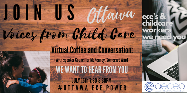OttawaCCN's tweet photo. ECEs in the Ottawa area! Definitely check out this amazing @AECEO and @EceOttawa event THIS THURSDAY, July 16 - about the challenges of #COVID19 on the sector and the people working in it. 

Featuring Councillor @cmckenney from Somerset Ward! https://t.co/8tvUo4kzJE