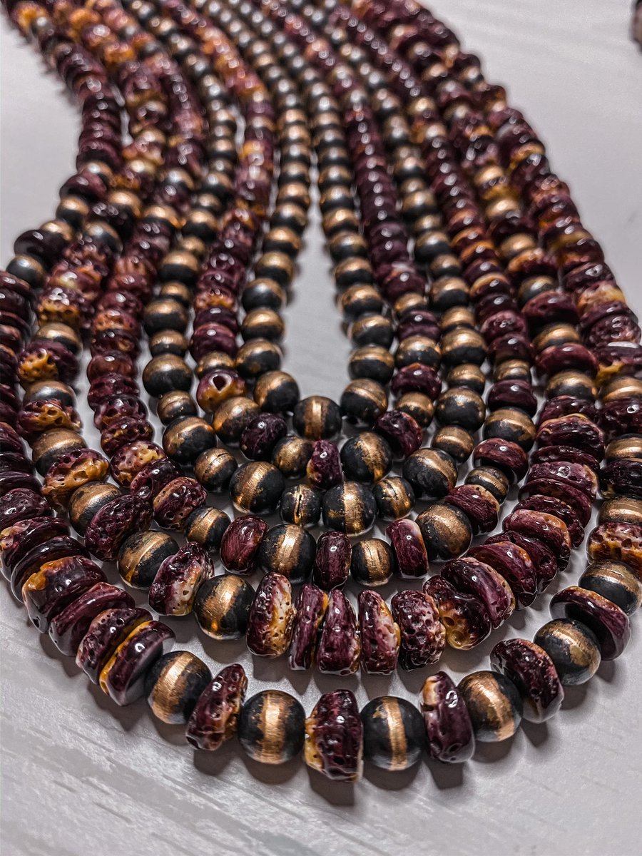 are y’all even ready for these?! purple spiny oyster x copper navajo pearls 🤩🤤