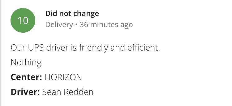 Shout out to Sean Redden for PERFECT 10 service #ThanksForDelivering