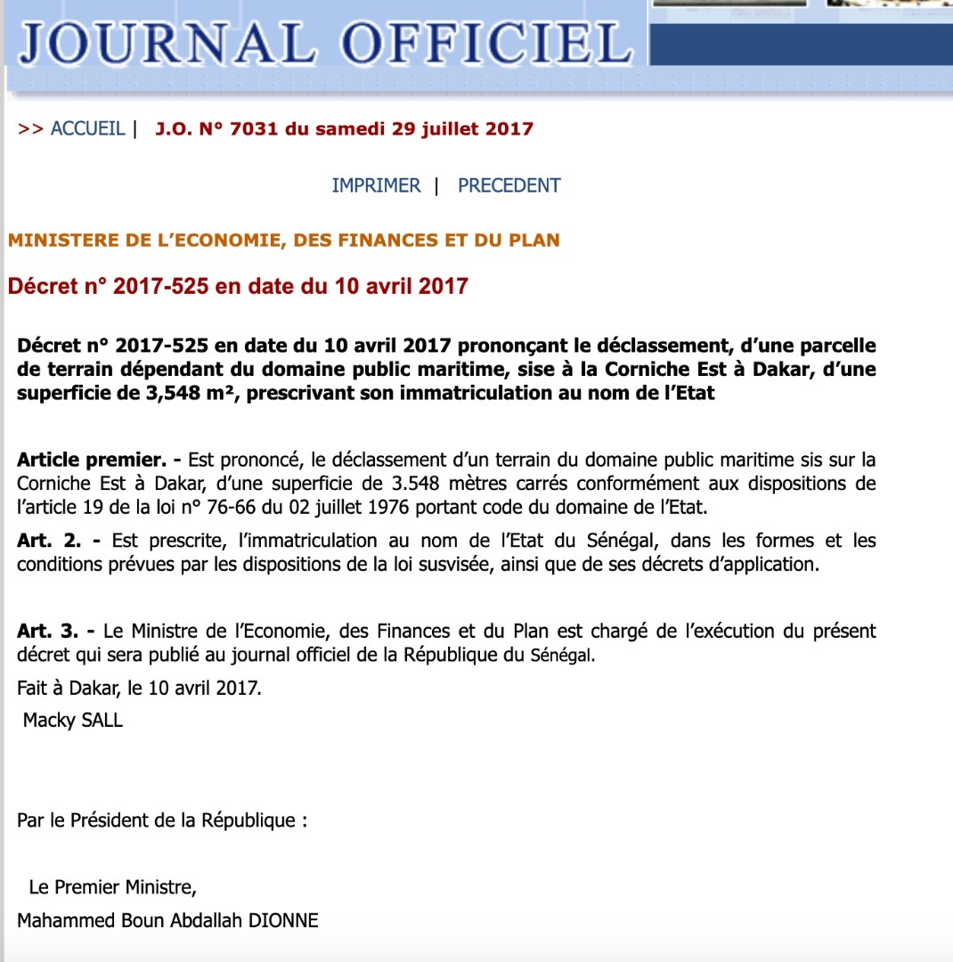 aliamsi's tweet photo. Je ne sais pas si c'est lié mais une partie de #AnseBernard (3548 m2) a été déclassé du domaine public maritime par décret n° 2017-525 en date du 10 avril 2017 signé par @Macky_Sall et Mahammed Boun Abdallah DIONNE.
https://t.co/yGLJaDMzze https://t.co/z0oSfo3MZF