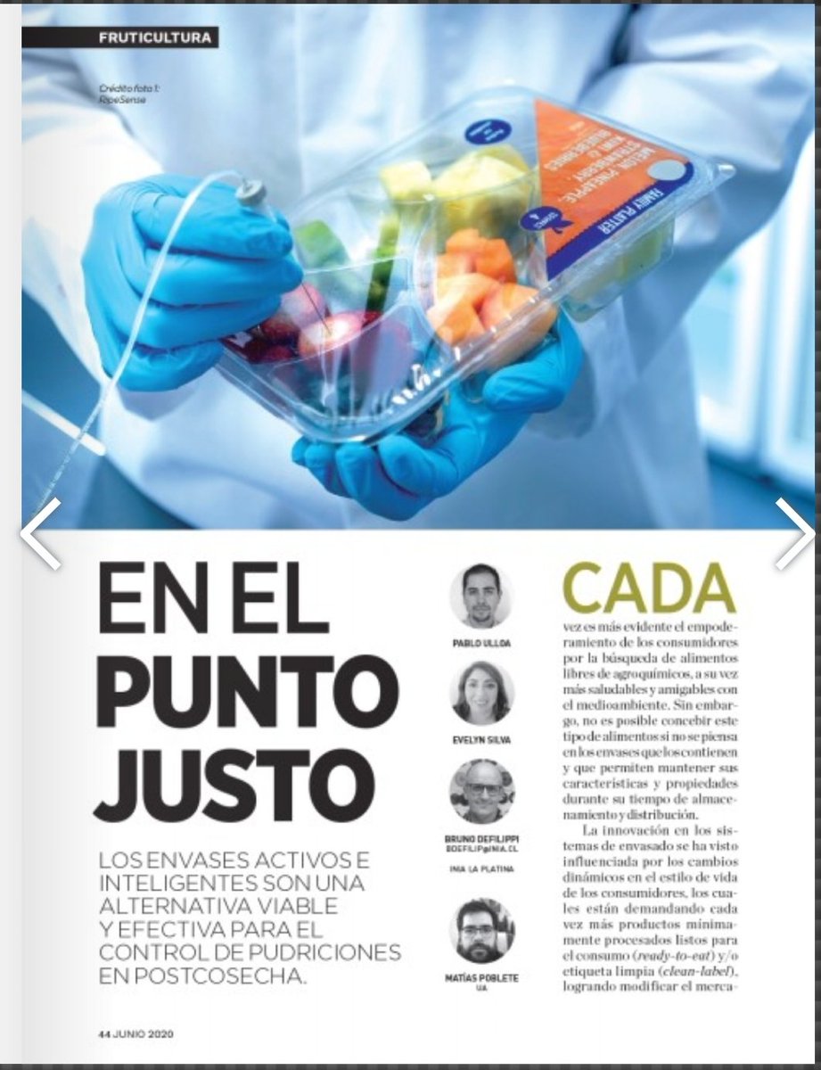 MTeresa82024805's tweet photo. En @mundoagrochile, envases activos e inteligentes como alternativas para el control de enfermedades postcosecha. Felicitaciones @bdefilippi, pablo @EvelynSilvaMor2 y area tecnología de los alimentos de @iniachile https://t.co/vSWXSpKPPc