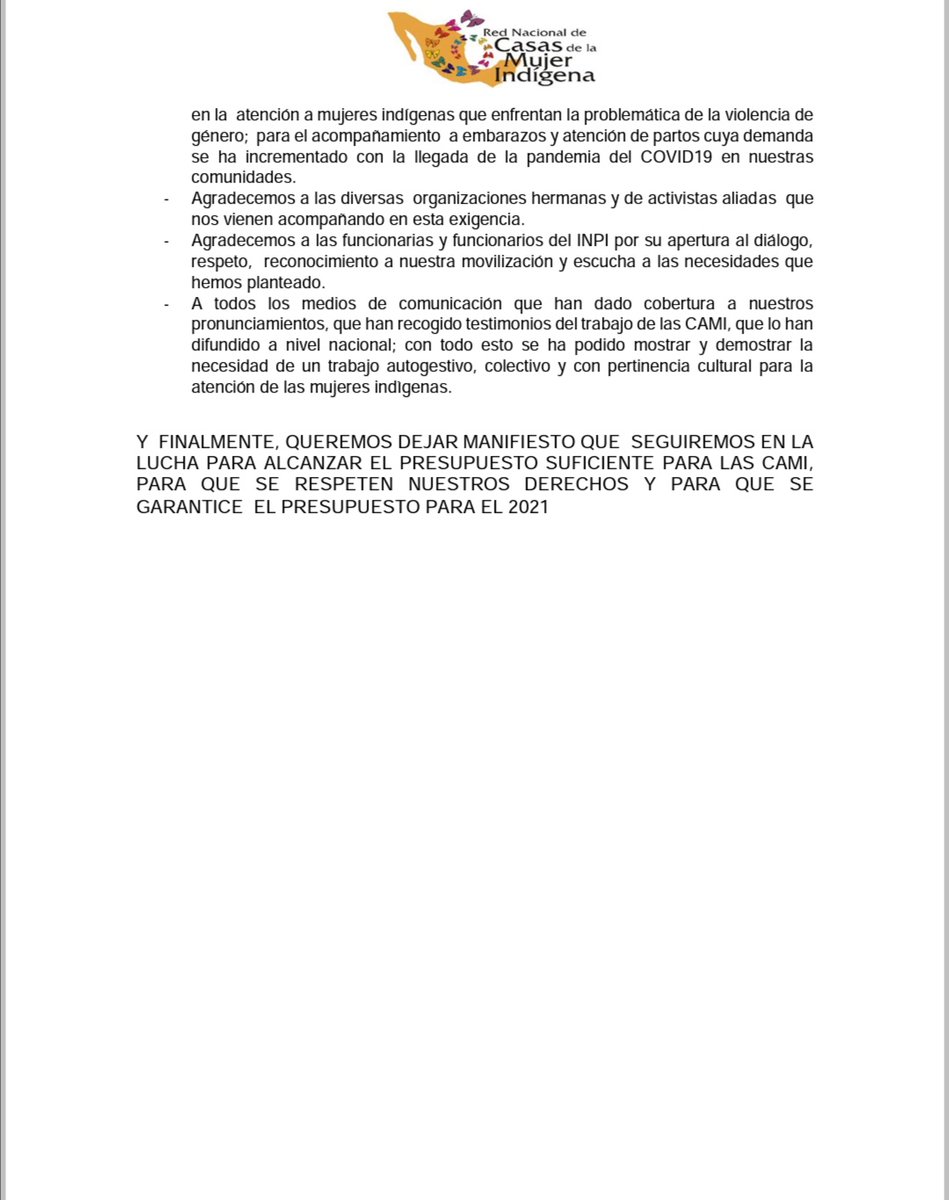 "Como resultado de la lucha: nueva asignación presupuestal para las CAMI'S"