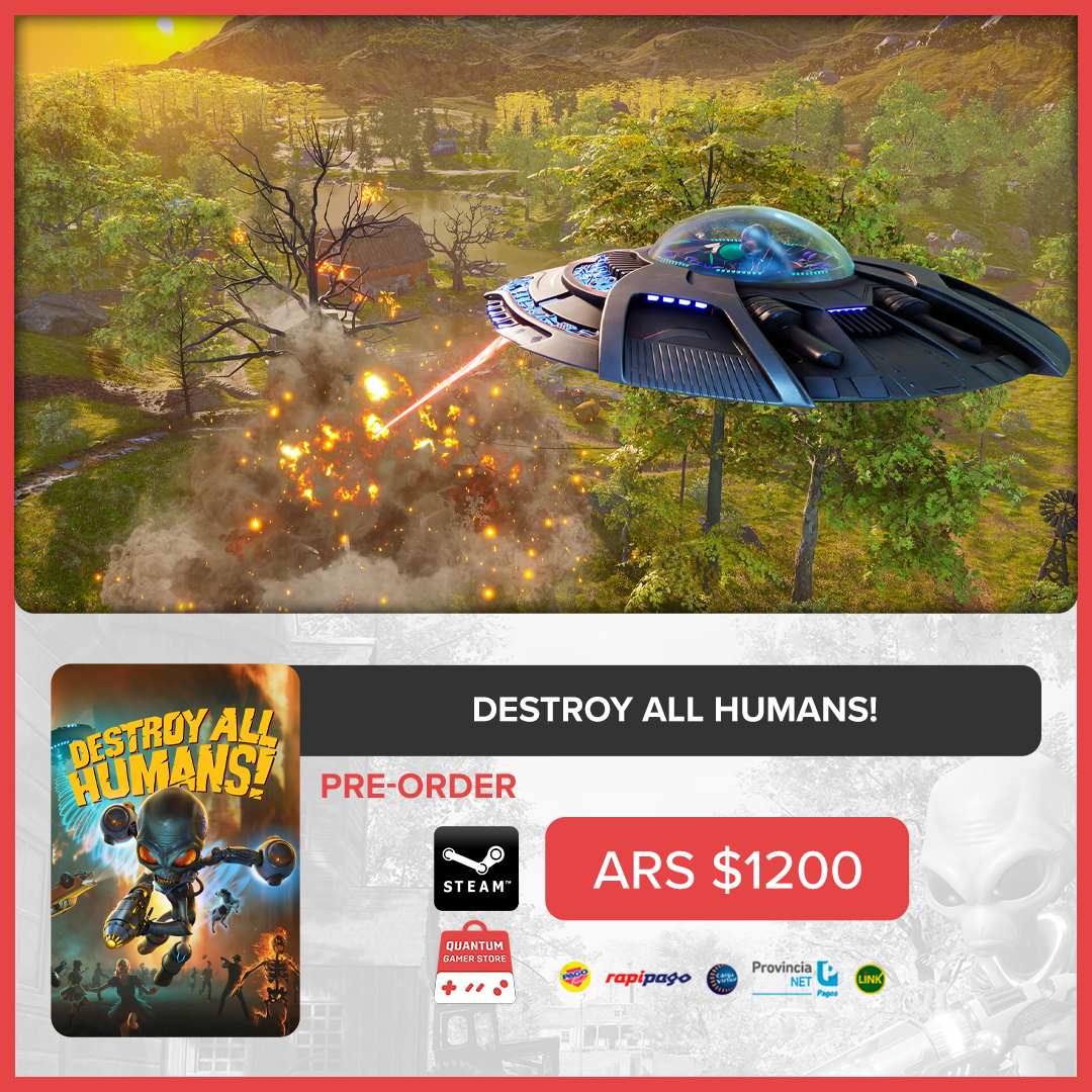 QuantumGamerSto's tweet photo. 👽 No temas, únete a ellos!
🔫 Destroy All Humans! Pre-Order - Precio Final $1200
🛒 Para realizar tu compra envía en mensaje privado.
🔐 Compra protegida por el sistema de Mercado Pago
⏱ Precio disponible hasta las 23:30 del Domingo 19/07/20

#DestroyAllHumans #retrogames https://t.co/9kyW7VTm4w