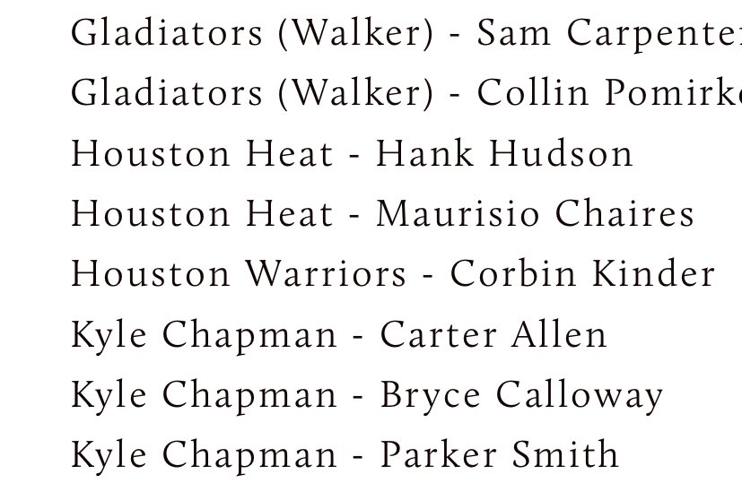 Thank you @texpremier for selecting me to the All-Tournament team for the Kyle Chapman Invitational.
<a href="/CoachHarrisNCSA/">Davide Harris</a> <a href="/warriorsbb/">Houston Warriors Baseball Academy</a> <a href="/NCSA_Baseball/">NCSA Baseball</a> <a href="/Maas7805/">Steve Maas</a>