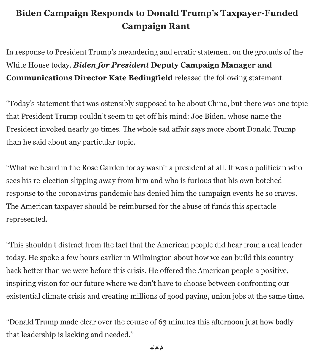 Sarah Mucha A Twitter Biden Campaign S Kbeds On Trump Today There Was One Topic That President Trump Couldn T Seem To Get Off His Mind Joe Biden Whose Name The President Invoked Nearly