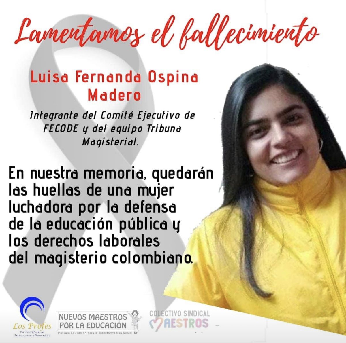 OverDoradoC's tweet photo. Solidaridad por fallecimiento de Luisa Fernanda Ospina -CE @fecode - Pronu... 

Video:

https://t.co/pGM40l9JSs a través de @YouTube 

@CorrienteITG https://t.co/iPczsGwKeC