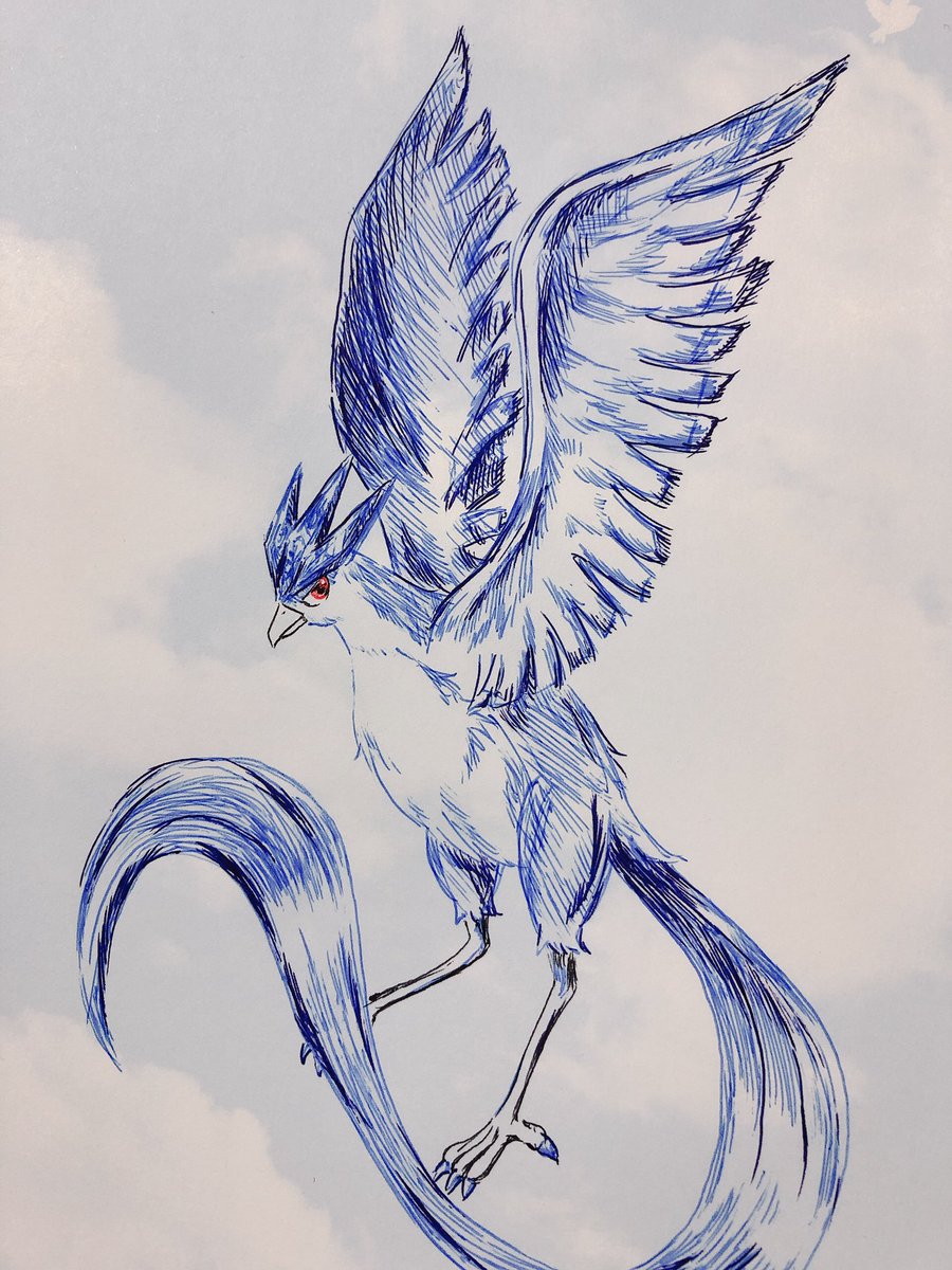 ティコ ボールペン縛りでフリーザー 雪山で遭難したとき 姿をみせる ポケモン Articuno ボールペン画 イラスト イラスト好きな人と繋がりたい ポケモン絵描きさんと繋がりたい