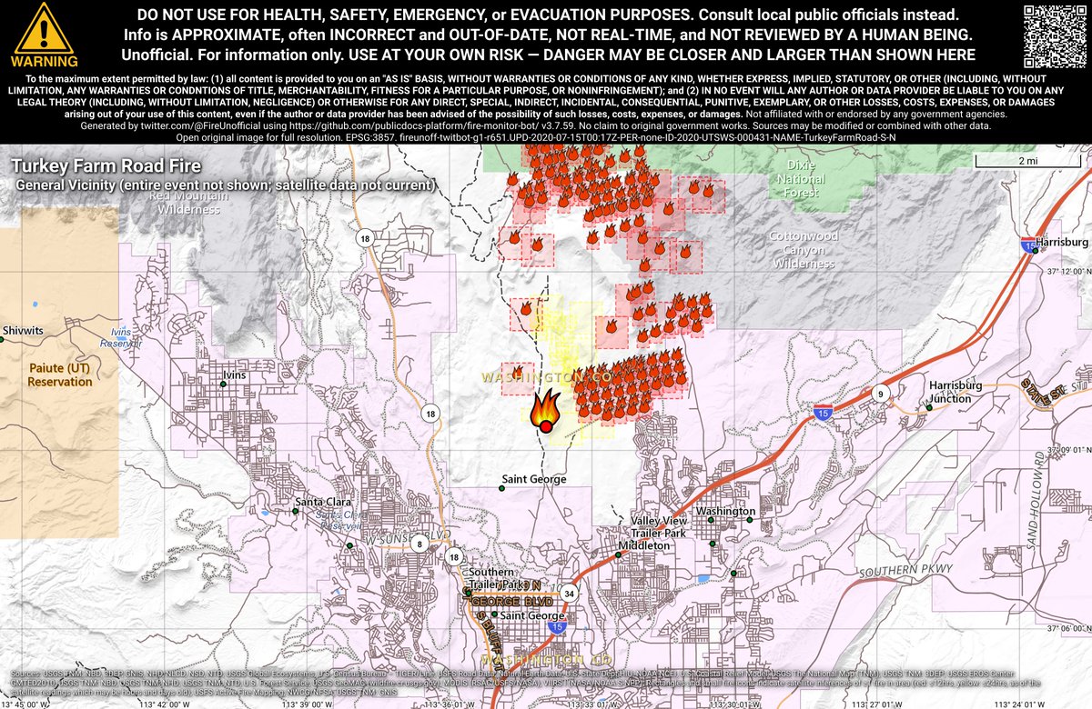 UtahNevFireBot's tweet image. #TurkeyFarmRoadFire 🔥 unofficial, automated update.
Near Washington, UT. ⚠️ DO NOT USE FOR SAFETY PURPOSES - See officials instead. May be incorrect; disclaimers in images.
