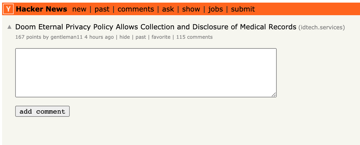 BadPrivacyTakes's tweet photo. CCPA strikes again.

(Doom collects "consumer records", an example of which is a medical record, and they left boilerplate in their privacy policy.) https://t.co/REXWpkjWam