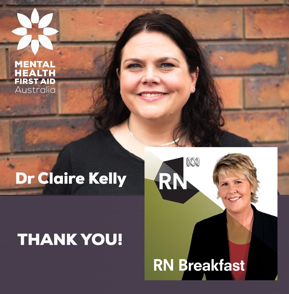 Thanks to <a href="/frankelly08/">Fran Kelly</a> for inviting <a href="/Claire_MHFA/">Dr Claire Kelly</a> on <a href="/RNBreakfast/">RN Breakfast</a> this morning and to the other guests for their great insights - Dr Ruth Vine and Dr Sophia Adams of 
<a href="/orygen_aus/">Orygen</a>
 
Listen to the full discussion here bit.ly/Fran-Kelly-RN-…

#mentalhealth #MHFA