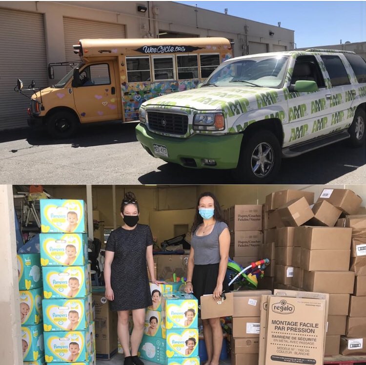 WeeCycle is proud to be one of the organizations selected by @AmptheCause to partake in their program for 2020! Even though Community Day needed to be rescheduled, they donated car loads of BRAND NEW essential baby gear - cribs, safety gates, pack n plays, diapers and more!