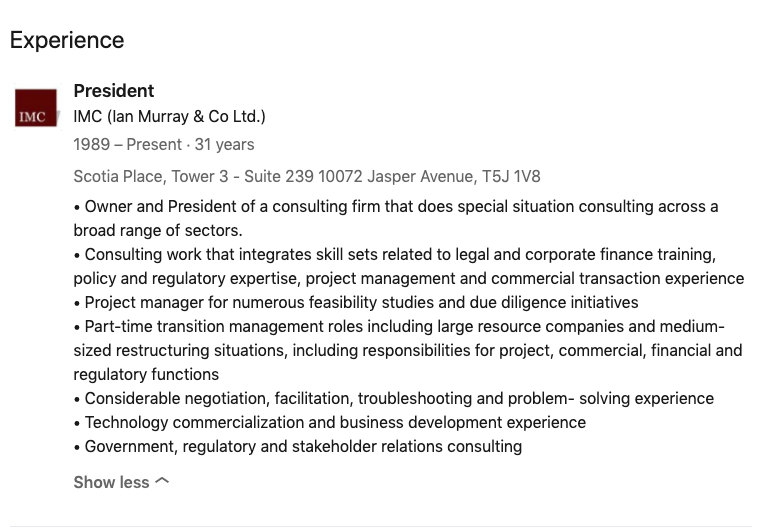 Ian Murray runs his own consulting firm.