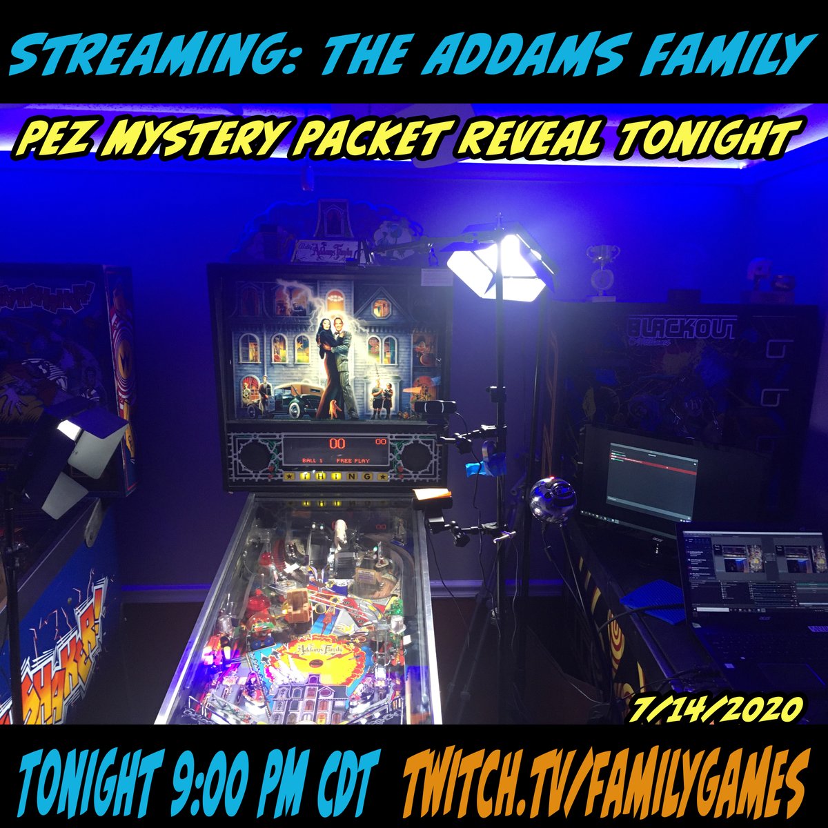 Tonight at 9pm CDT: I will be playing William's Pinball's The #AddamsFamily 

Join us tonight at 9:00 pm on our Twitch Channel: twitch.tv/familygames