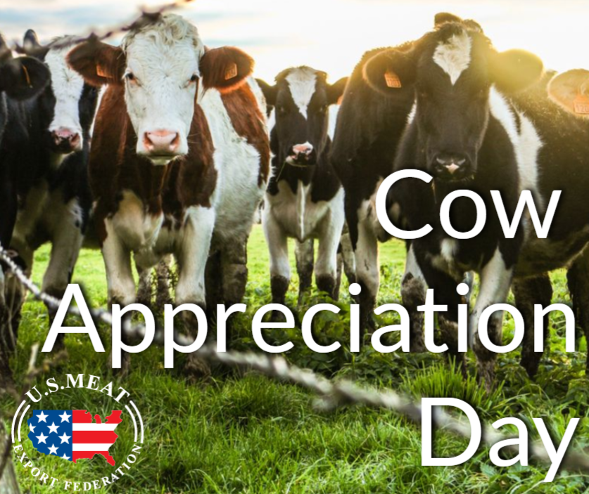 USMEF's tweet photo. One of the best days that we can think of, Cow Appreciation Day! What would the U.S. look like without any cows? We don’t even want to imagine that!
#USMEF #USCattle #Cattle #CowAppreciationDay https://t.co/JBbv36S0Sd