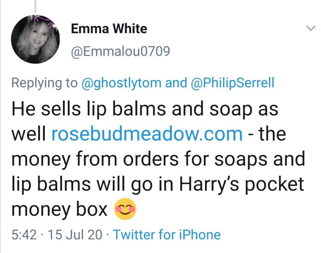 This behaviour is just yukky, but Harry we're with you on this. Don't let the rascals squash your spirit. You can buy soaps and lip balms from rosebudmeadow.com to help support his entrepreneurial spirit!